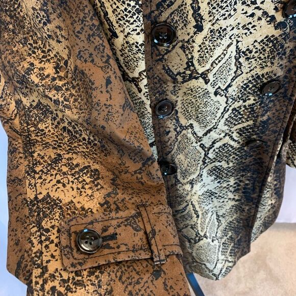 Banana Republic Heritage brown snake print trench coat M - Picture 7 of 14